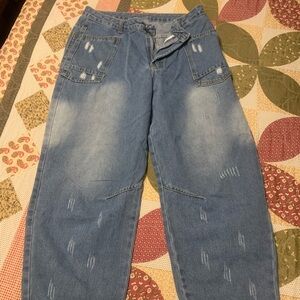 SHEIN Light Blue Womens Barrel Jeans